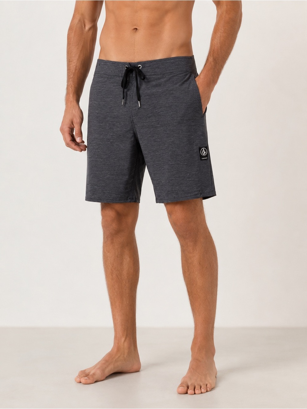 Volcom Striped Board Shorts Size 38 Gray Black Surf Swim Shorts
